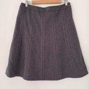 MERONA Sz 10 Charcoal Gray Wool Blend Short A-Line Skirt Academia Modest Classic